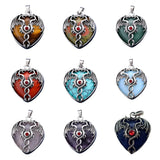 32×42mm Antique Silver Dragon Heart Pendant | Natural Gemstone Gothic Charm for DIY Jewelry