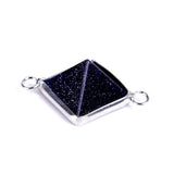 Silver Bezel Double Loop Mini Pyramid Crystal Connector Charm, 16×16mm Natural Gemstone Pyramid Link for DIY Bracelet Necklace Making