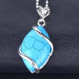 Natural Marquise Crystal Pendant Silver Wire Wrapped Gemstone Pendant Heart Zircon Bail Reiki Chakra Healing Stone Charm for DIY Necklace Jewelry