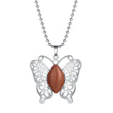 Butterfly Transformation Natural Crystal Pendants – Aesthetic Oval Gemstone Choker Necklace & Creative DIY Accessories