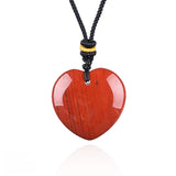 30mm  Gemstone Heart Pendant Necklace Handcrafted Crystal Love Charm on Adjustable Cord Healing Stone Jewelry Gift for Her, Him & Couples