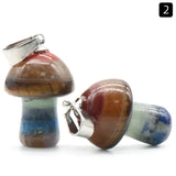 20mm Natural Crystal Mushroom Pendant Necklace, Mini Gemstone Reiki Chakra Jewelry