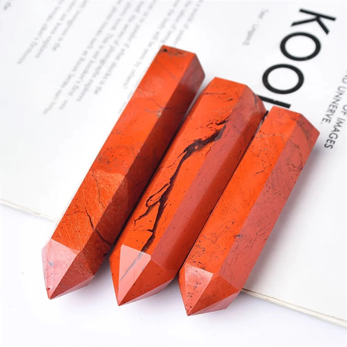 Natural Red Jasper Crystal Point Wand, Hexagonal Single‑Terminated Obelisk Tower, Polished Healing Crystal Stone, Spiritual Meditation Home Office Altar Decor & Crystal Lover Gift