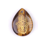 Hamsa Hand Fatima Pendant | 33mm Natural Teardrop Crystal Spiritual Protection Energy Jewelry