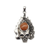 Dark Culture Silver Skull Fire Charm • Vintage Biker Flame Skeleton Replacement Pendant • Unisex Rocker Hip Hop Halloween Jewelry Gifts