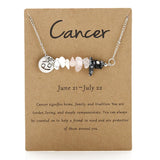 Zodiac Sign Crystal Necklace | Irregular Gravel Stone Pendant with Constellation Card for Women