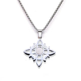 Stainless Steel Witch’s Knot Gemstone Necklace  Celestial Moon Goddess Pendant - Wiccan Protection Jewelry for Women & Men