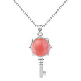 Sunflower Key Gemstone Pendant Necklace for Women Men #SN1766 with Silver Chain