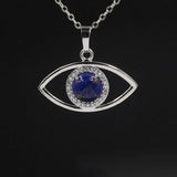 Natural Stone Eye Pendant Necklace Dainty for Girls Women Silver Oval Quartz Crystal Healing Chakra Jewelry