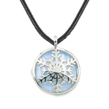 Pure Snowflake Crystal Pendant Necklace, Holiday Xmas Blessing Natural Stone Necklace Gift for Women & Girls