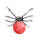 47×40mm Natural Crystal Ball Spider Pendant | Gothic Antique Silver Insect Charm for DIY Jewelry