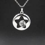 Star Hollow Natural Crystal Stone Locket Pendant, Openable Round Star Gemstone Charms Necklace, Healing Crystal Jewelry for Women Gift