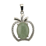 Natural Gemstone Christmas Fruit Apple Pendant Necklace for Women Men Teachers Appreiation Gift For Mentor Coach Principa