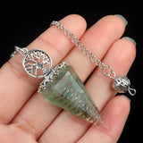 Chips Gemstone Tree of Life Resin Pendulum - Orgone Healing Dowsing Tool with Silver Chain for Divination, Hypnosis & Reiki - Spiritual Gemstone Gift for Wealth & Positivity