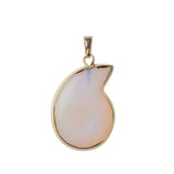 Snail Teardrop Natural Gemstone Pendant, Gold Electroplated Edge Crystal Charm, 24×38mm Reiki Healing Stone Necklace Pendant for Women