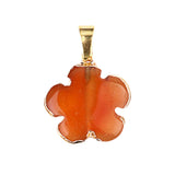 Natural Green Agate Plum Blossom Pendant - 20mm Gold-Plated Flower Crystal Charm for DIY Necklaces & Gifts