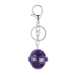 20mm Natural Crystal Planet Keychain, Cute Multicolor Stone Pendant for Bags & Wallets