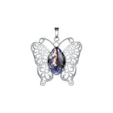 Mystic Butterfly Natural Crystal Pendant – Elegant Hollow Wing Pink Quartz Statement Necklace