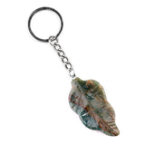 Fashional Natural Stone Carved Leaf Shaped Pendant Keychain Bag Small Crystal Pendant Decoration Safe for Festival Party Gift