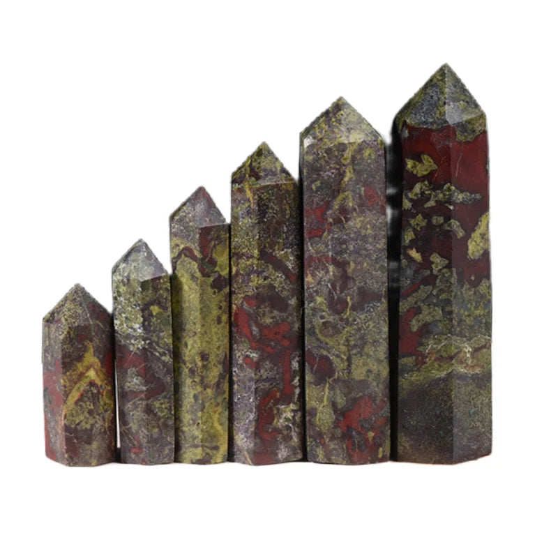 Natural Dragon Bloodstone Crystal Point Tower Polished Hexagonal Obelisk Wand for Home Decor Meditation Crystal Collection Gift