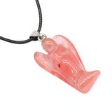 Handmade Craved 1.5Inch Gemstone Angel Pendant Necklace -45CM Black Cord #SN1531