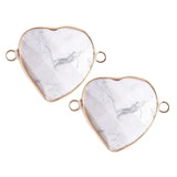25mm Faceted Heart Gemstone Connector | Silver-Plated Brass Edge Double Loop Link for Jewelry Making