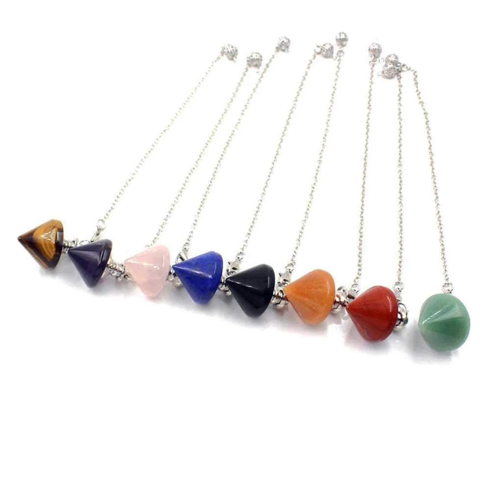Crystal cone spirit pendulum pendant  Metal Copper Dowsing Healing Pyramid Reiki Pendulum Pendant Charms Chakra Amulet Chrome