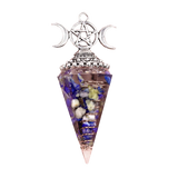 Triple Moon Pentacle Orgone Pendulum Pendant Resin Crystal Dowsing Charm for Wicca & Spiritual Jewelry