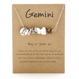 Zodiac Sign Crystal Necklace | Irregular Gravel Stone Pendant with Constellation Card for Women