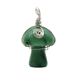 15×20mm Gold Wire-Wrapped Mushroom Crystal Necklace, Natural Gemstone Pendant with Chain