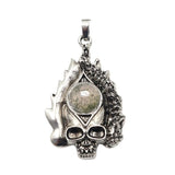 Dark Culture Silver Skull Fire Charm • Vintage Biker Flame Skeleton Replacement Pendant • Unisex Rocker Hip Hop Halloween Jewelry Gifts