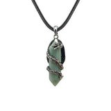 Vintage Guardian Dragon Crystal Necklace • Hexagonal Bullet Stone Wand Charm • Boho Black Rope Cord Healing Quartz Unisex Amulet