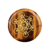 Sacred Geometry Metatron's Cube Stone | 25mm Natural Crystal Grid Stone Meditation & Chakra Healing