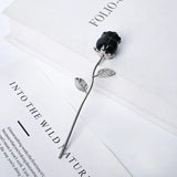Natural Gemstone Rose Flower Pendants | Handcrafted Silver Metal Long Stem Crystal Roses for Valentines Day, Home Decor & Spiritual Healing Gifts