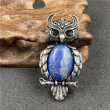 Spirit Wisdom Owl Healing Crystal Pendant | Natural Gemstone Antique Alloy Necklace for Reiki Meditation Birthday Gift