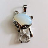 Natural Crystal Fox Pendant Necklace, Retro Turquoise & Multi-Gemstone Charm for Women & Girls