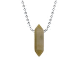 Minimalist Hexagonal Column Crystal Necklace • Dainty Silver Link Chain Quartz Pendant • Geometric Natural Gemstone Layering Jewelry Gift