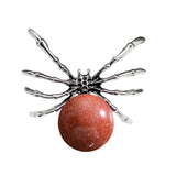 47×40mm Natural Crystal Ball Spider Pendant | Gothic Antique Silver Insect Charm for DIY Jewelry