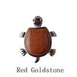 Natural Crystal Turtle Pendant Necklace, Mixed Chakra Healing Stone Tortoise Charm, Reiki Gemstone Longevity Turtle Jewelry Gift for Women Men