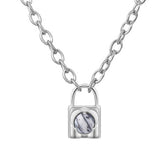 Fashionable Alloy Love Heart Lock with Natural Crystal Gemstone Charm Pendant Necklace Alloy Oval Chain Necklace