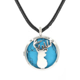 Lucky Deer Head Crystal Pendant Necklace, Natural Healing Stone Charm Necklace, Blessing Gift Jewelry for Women