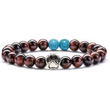 Natural Stone Stretch Beaded Bracelet with Turquoise Accent & Heart Charm Chakra Energy Healing Elastic Bracelet for Women Stacking Jewelry
