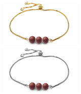Dainty 3 Natural Chakra Gemstone Bead Bracelet Adjustable Slider Gold Plated Alloy Chain Crystal Bracelet Friendship Energy Healing Jewelry Gift