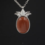Crystal pineapple Pendant Pineapple 18K Rose/White/Yellow Gold Plated Dainty Opal Necklace & Anchor Chain, White