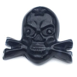 Hand Carved Skull & Crossbones Natural Agate Pendant, Mini Crystal Skull Gemstone Charm for DIY Jewelry Making