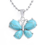 Natural Crystal Butterfly Pendant Teardrop Gemstone Silver‑Plated Alloy Charm Reiki Chakra Healing Stone Pendant for DIY Necklace Jewelry Making Bulk Wholesale