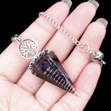 Chips Gemstone Tree of Life Resin Pendulum - Orgone Healing Dowsing Tool with Silver Chain for Divination, Hypnosis & Reiki - Spiritual Gemstone Gift for Wealth & Positivity
