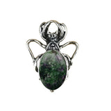 26×36mm Antique Silver Spider Pendant | Natural Crystal Cabochon Gothic Insect Charm for Jewelry Making