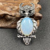 Spirit Wisdom Owl Healing Crystal Pendant | Natural Gemstone Antique Alloy Necklace for Reiki Meditation Birthday Gift