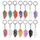 Fashional Natural Stone Carved Leaf Shaped Pendant Keychain Bag Small Crystal Pendant Decoration Safe for Festival Party Gift
